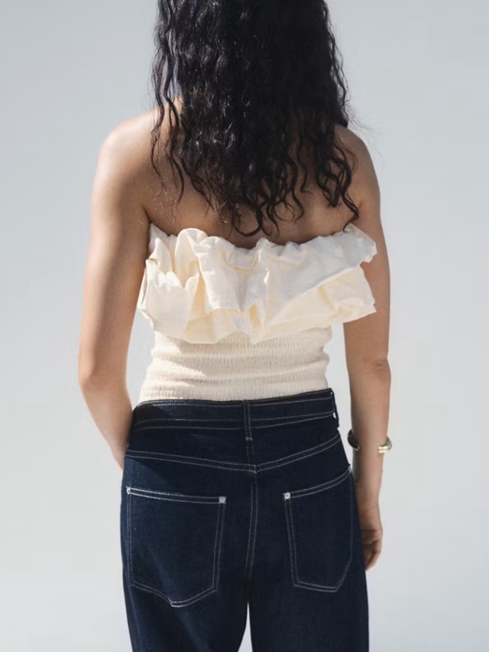 Mango STRAPLESS TOP WITH RUFFLES - Picture 3 of 8